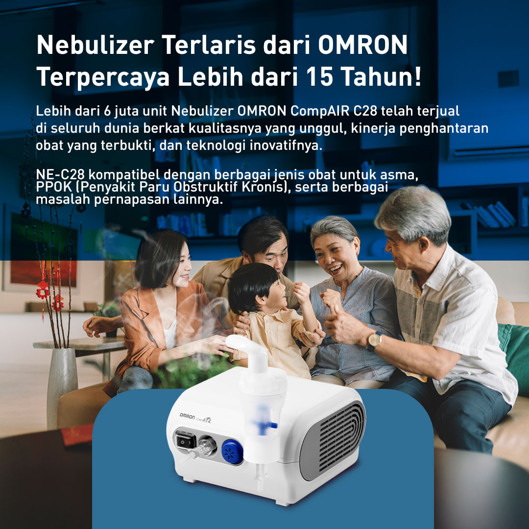 Omron Nebulizer NE-C28 Compressor Alat Terapi Pernapasan Teknologi VVT Foto 6