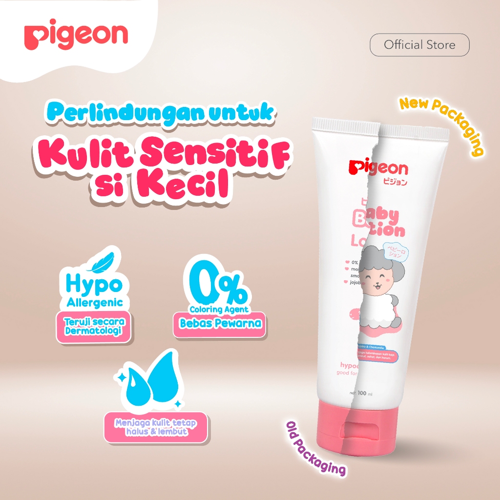 PIGEON Baby Lotion 100 ml Hypoallergenic Tanpa Pewarna untuk Wajah dan Badan Bayi Foto 2