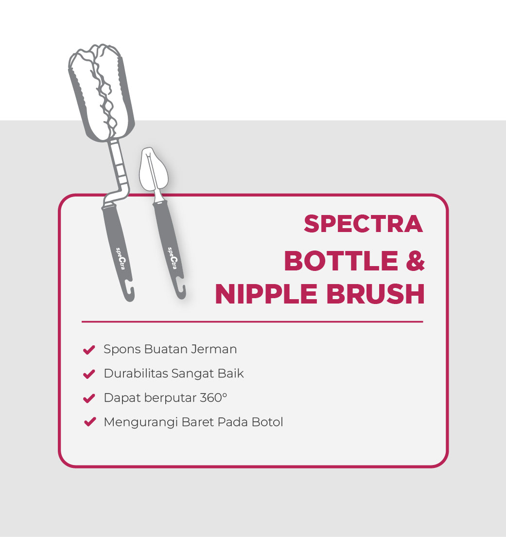 Sikat Botol Susu Spectra Vanilla 2 Pcs Original untuk Pembersih Botol Bayi Foto 8