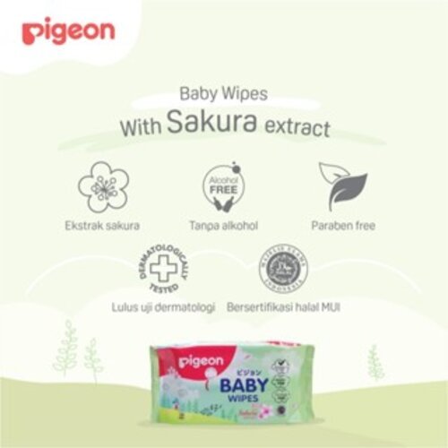 Tisu Basah Bayi Pigeon Wipes Sakura 50's Ekstrak Sakura Halal MUI Foto 3