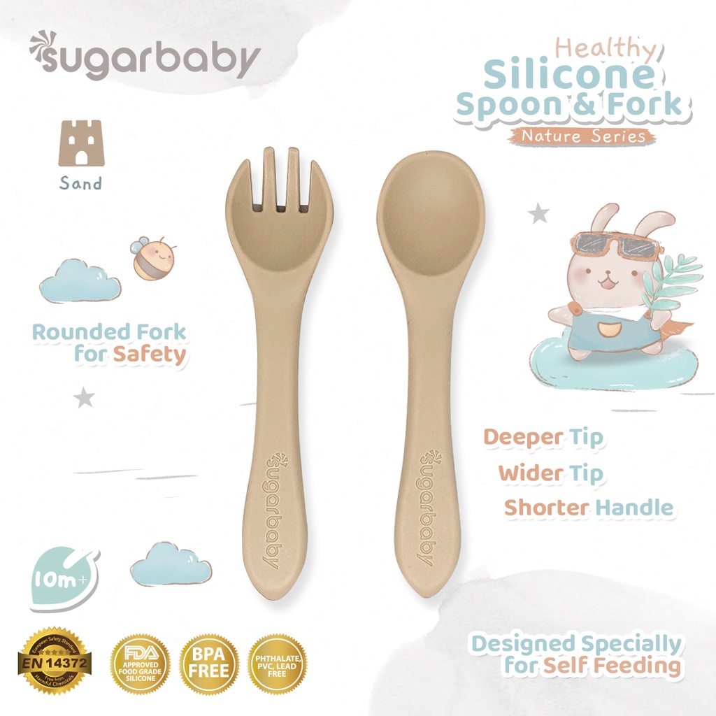 Sendok Garpu Bayi Sugarbaby Healthy Silicone Nature Series Food Grade FDA Foto 8
