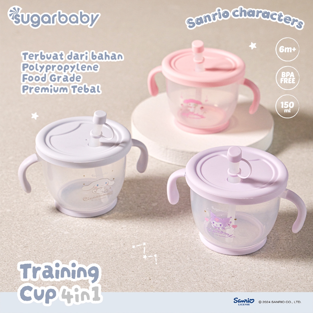 Sugarbaby Training Cup 4in1 Sanrio Collection Gelas Anak BPA Free Anti Bocor 150ml Foto 4