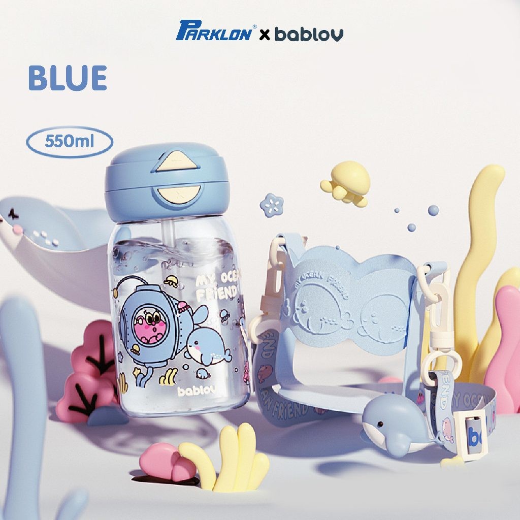 Botol Minum Anak Mamiko Bablov 2-in-1 Tritan 550ml dengan Sedotan & Tutup Teguk Foto 7