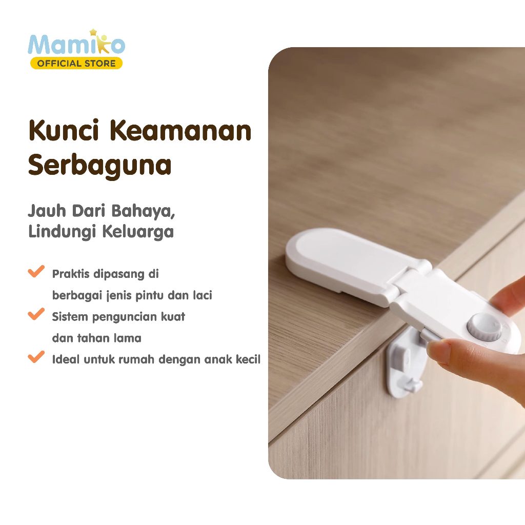 Mamiko Safety Lock Kunci Pengaman Multifungsi Lemari Kulkas Kabinet Foto 4