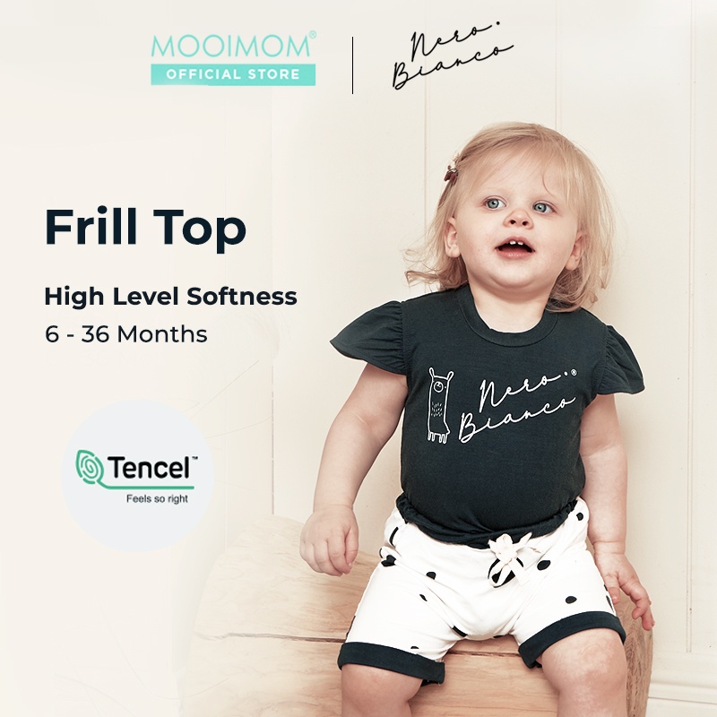 Frill Top Tencel Nero Bianco