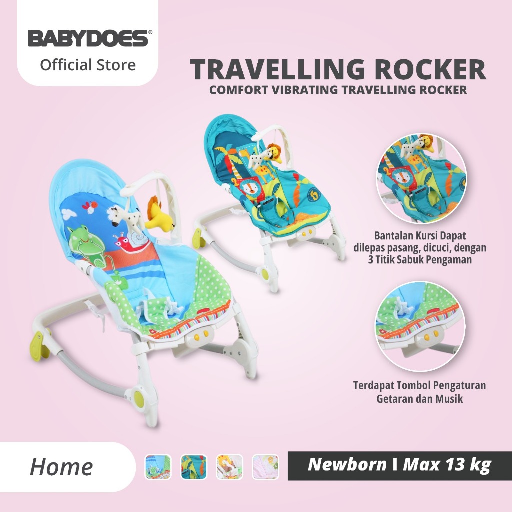 Babydoes Travelling Rocker Comfort Vibrating Bouncer Portable Bayi 0-3 Tahun Foto 2