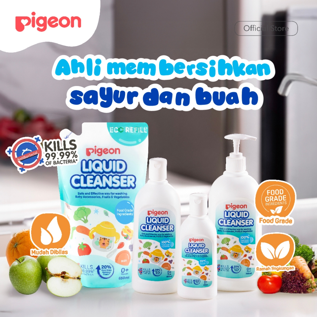 Pigeon Liquid Cleanser 700ml Botol Pump Food Grade Bebas SLS Pembersih Perlengkapan Bayi Foto 2