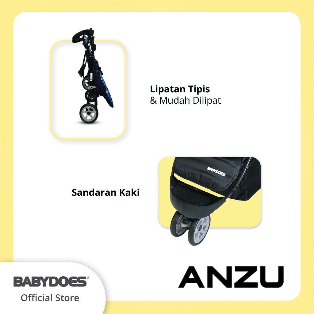 Babydoes ANZU Stroller 3 Roda Ringan untuk Bayi 0-36 Bulan Kapasitas 15 kg Foto 3