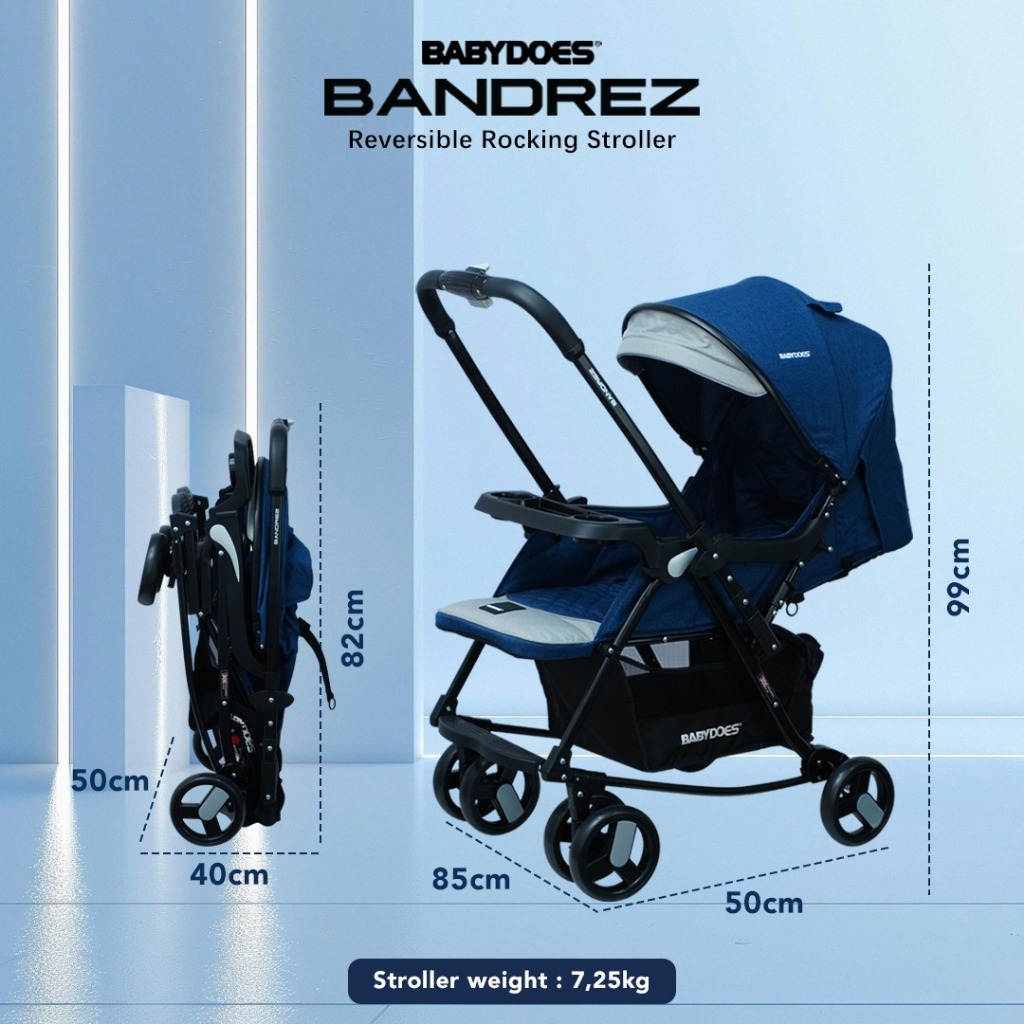 Stroller Bayi Babydoes Bandrez Reversible Handle Rocking Mode Multifungsi Foto 8
