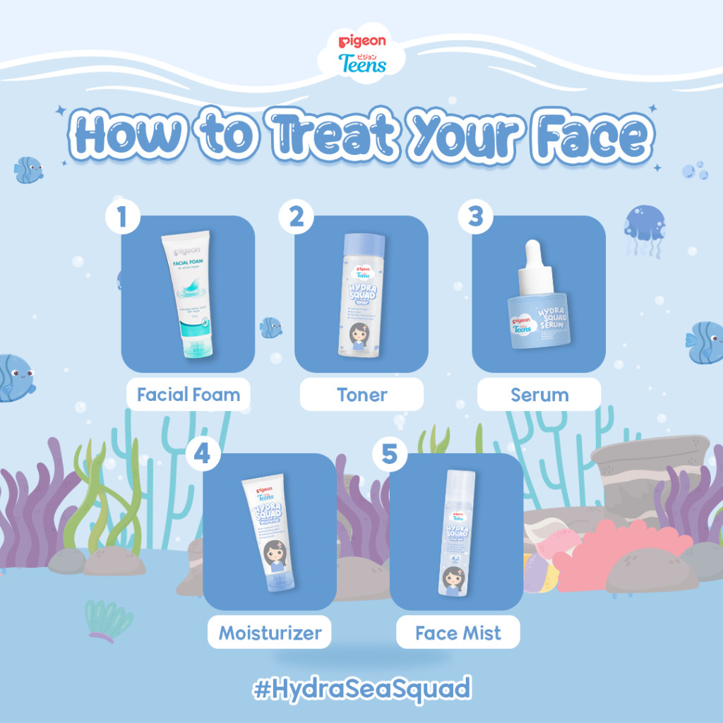 Pigeon Teens Hydra Squad Toner 100ml Skincare Remaja Ekstra Melembapkan Hyaluronic Acid & Ceramide Foto 5