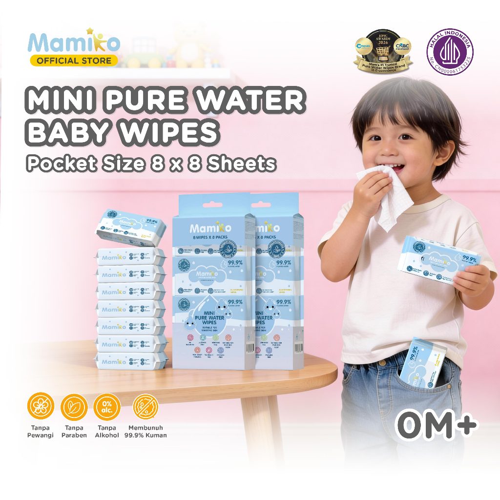 Mamiko Tisu Basah Bayi Travel Pack Bundle 8 Pak x 7 Lembar Bebas Alkohol