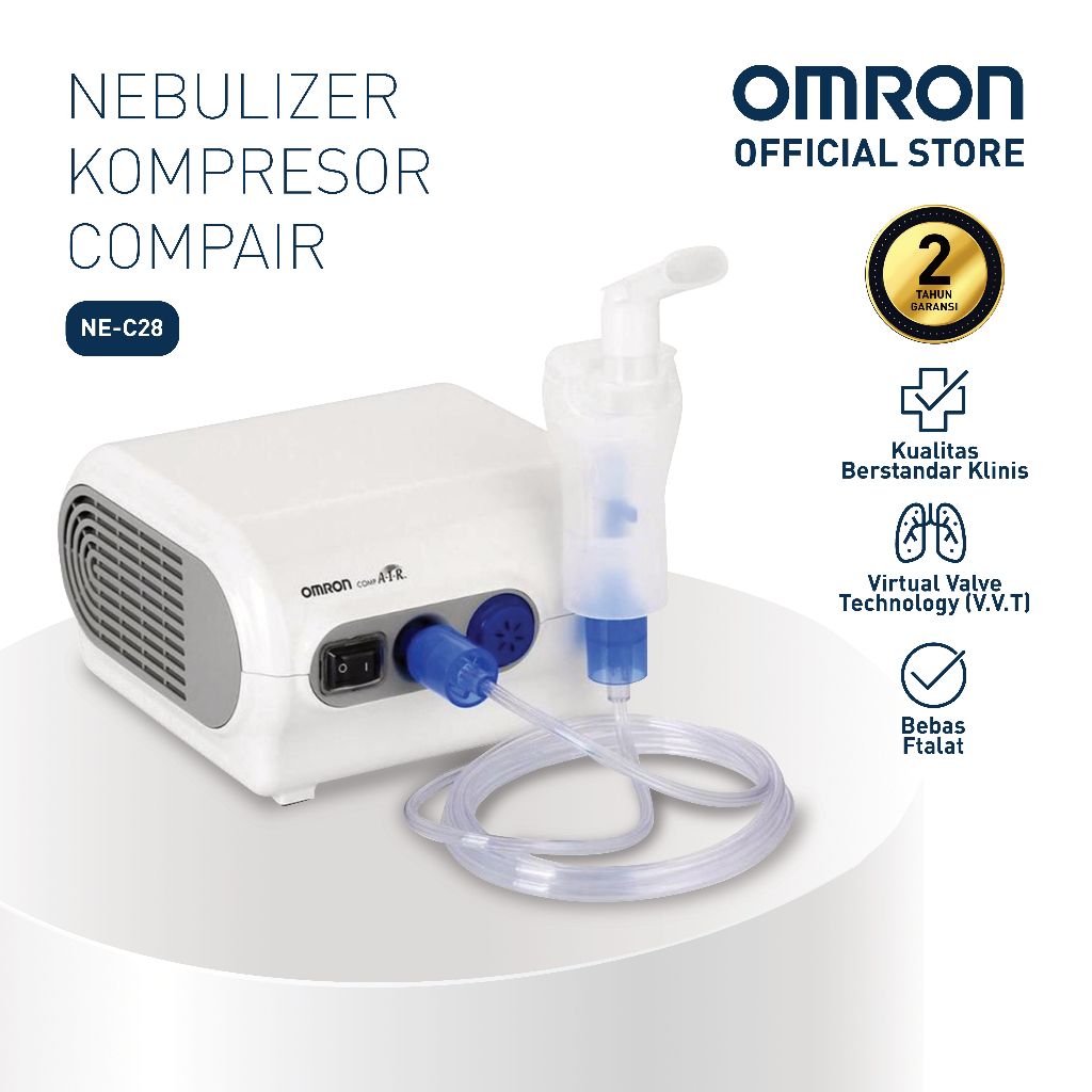 Omron Nebulizer NE-C28 Compressor Alat Terapi Pernapasan Teknologi VVT