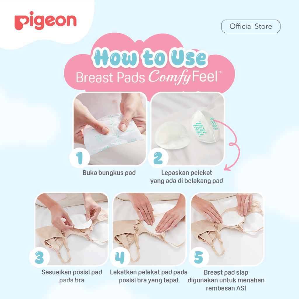 Pigeon Breast Pads Comfyfeel Penyerap ASI Sekali Pakai dengan Aloe Vera Isi 30pcs Foto 3