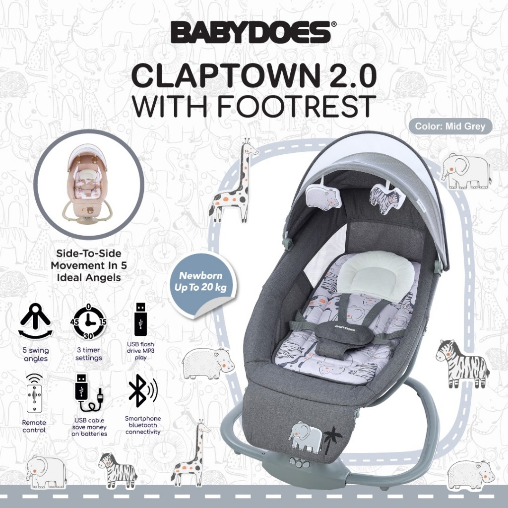 Ayunan Bayi Babydoes Claptown 2.0 with Footrest Side to Side Movement 15 Lagu Foto 8