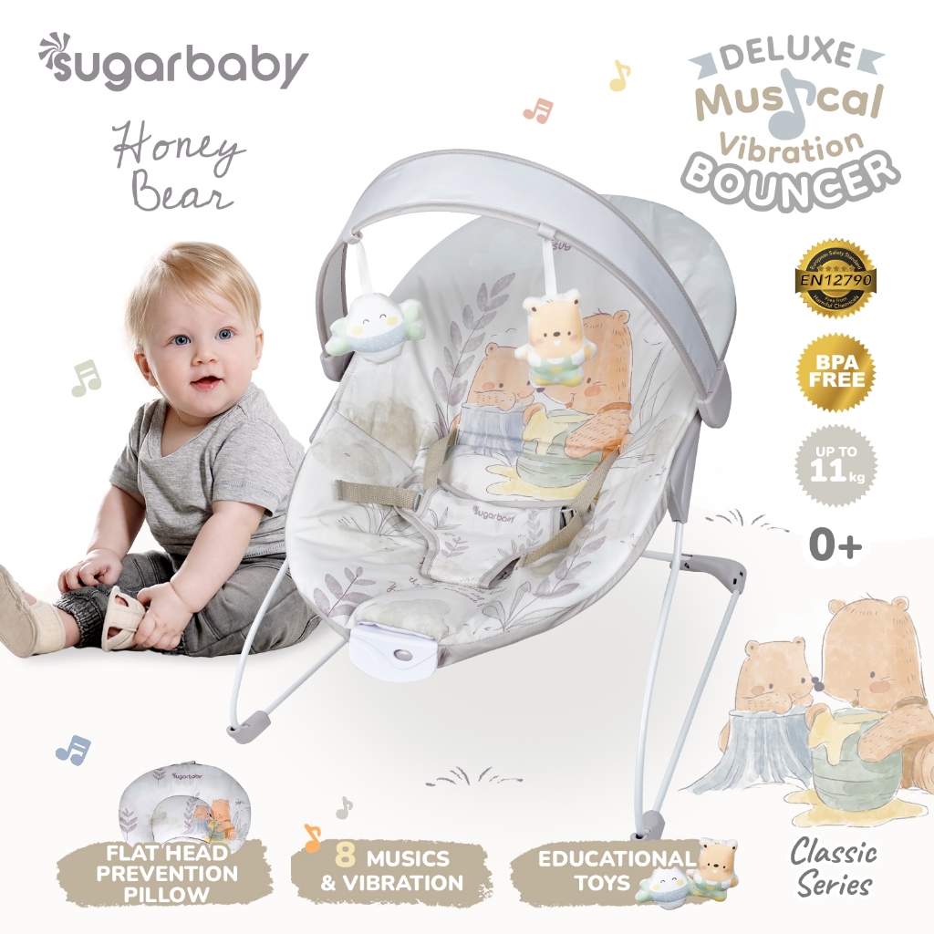 Sugar Baby Deluxe Musical Vibration Bouncer Kursi Ayunan Bayi dengan Musik & Getar Foto 6