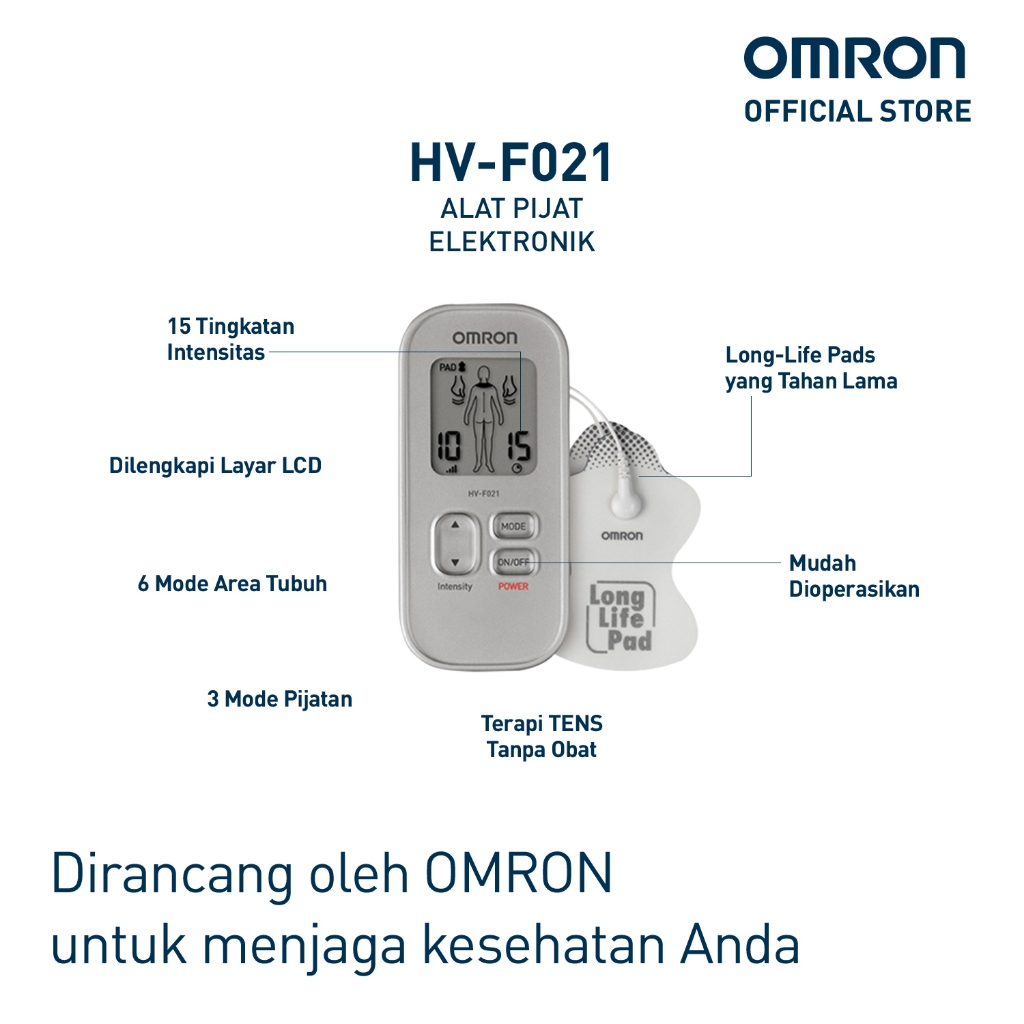 Omron Alat Pijat Elektronik TENS HV-F021 Pulse Massager 9 Mode 15 Level Intensitas Foto 2