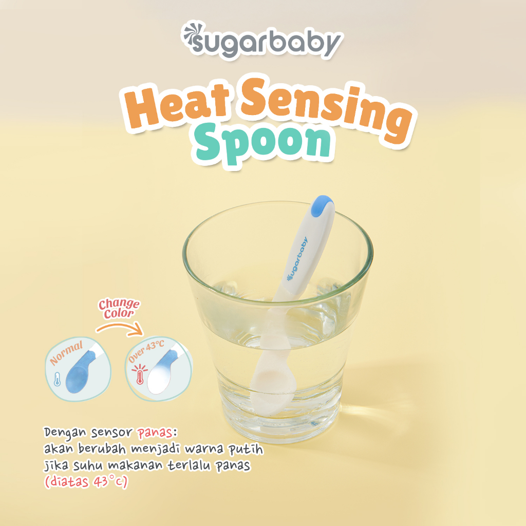 Sugar Baby Sendok Bayi Sensor Panas Food Grade Polypropylene Warna Blue & Pink Foto 4