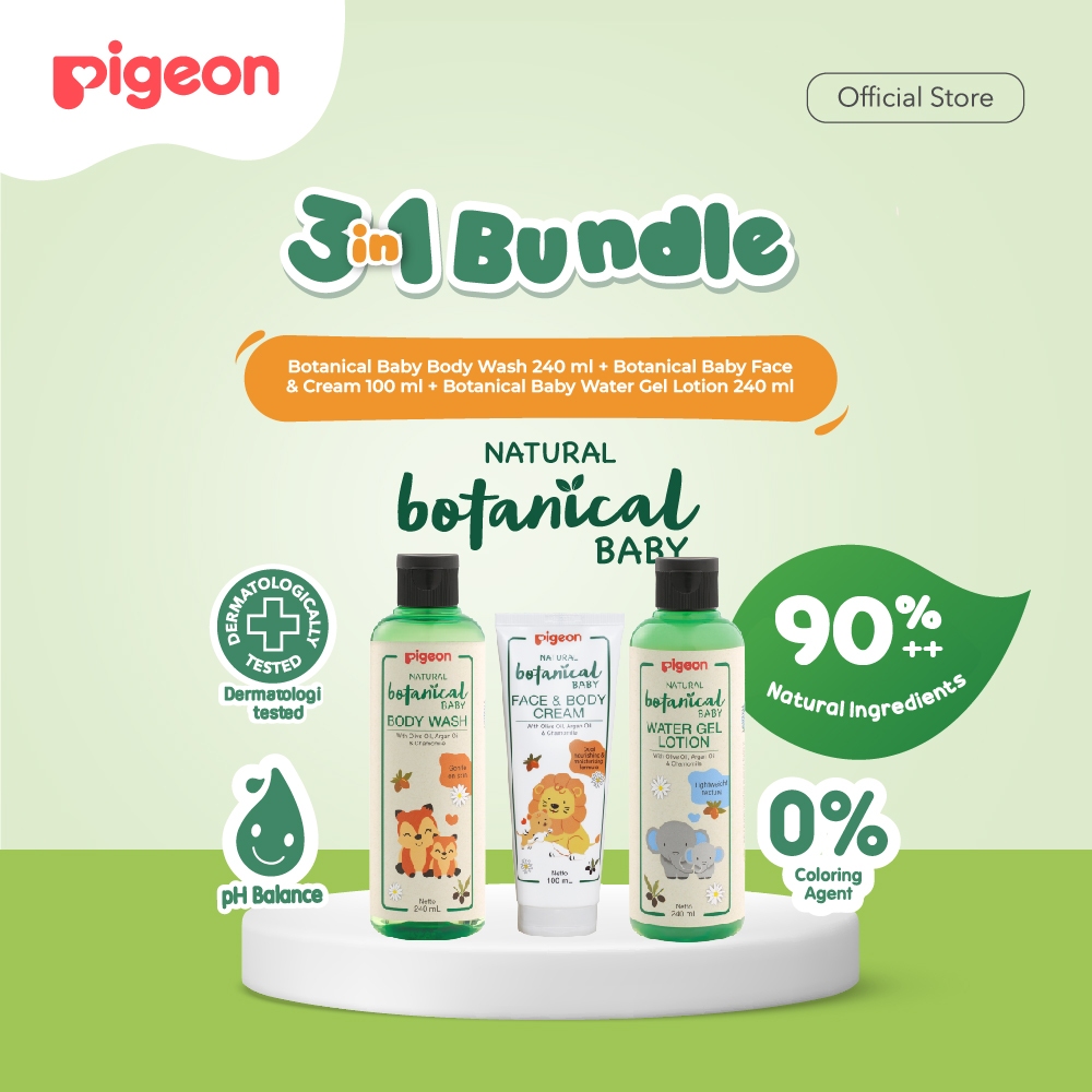 Paket Pigeon Botanical 1 Body Wash Lotion Cream Perawatan Kulit Bayi