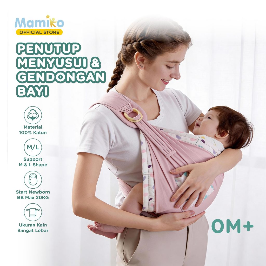 KUB Sling Nursing Cover Gendongan Bayi 2-in-1 Multifungsi Primis Cotton Batik Bayiku.id