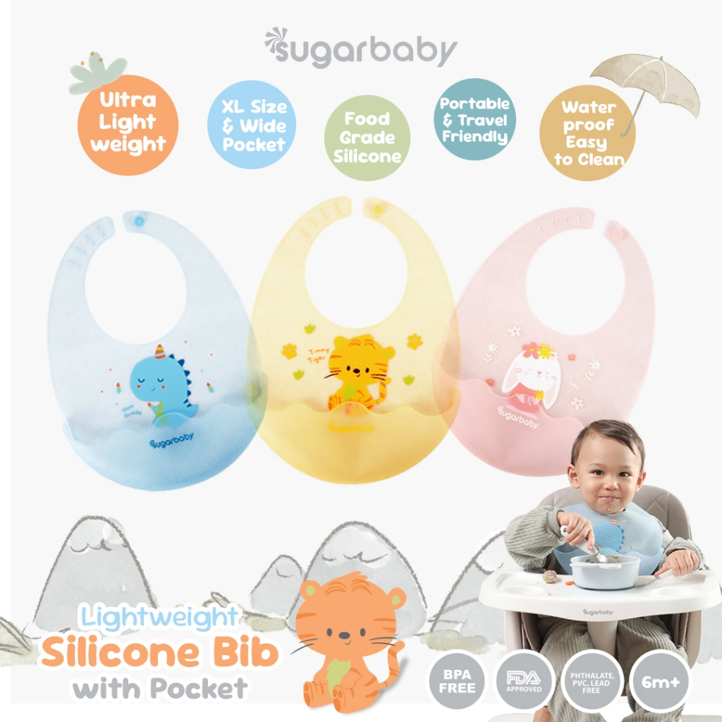Celemek Bayi Silikon Sugarbaby Premium Lightweight Food Grade Nano Silver Antibacterial
