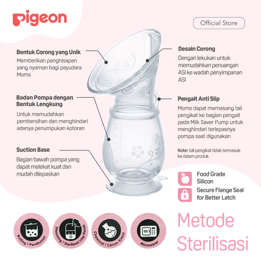 PIGEON Milk Saver Pump Penampung ASI Silikon Food Grade BPA Free 110ml Foto 3