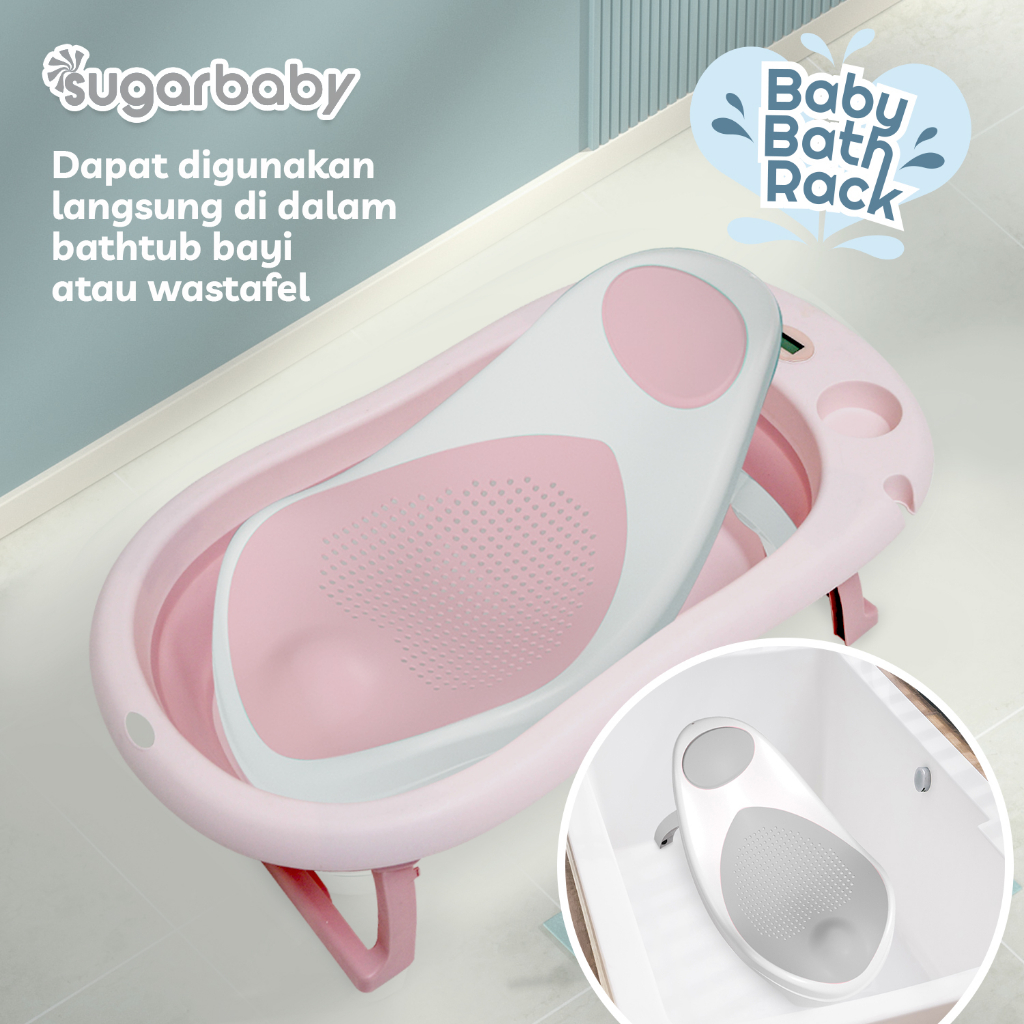 Sugar Baby Bath Rack Alas Mandi Bayi Dudukan Lipat dengan Jaring Silicone & Seat Foto 3