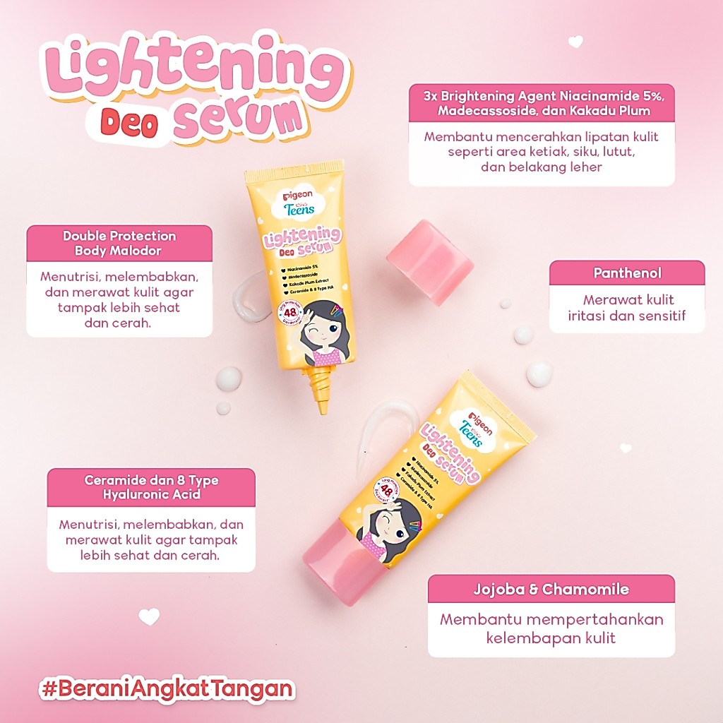Pigeon Teens Lightening Deo Serum 30ml Perawatan Kulit Lipatan Cerah & Sehat Foto 3