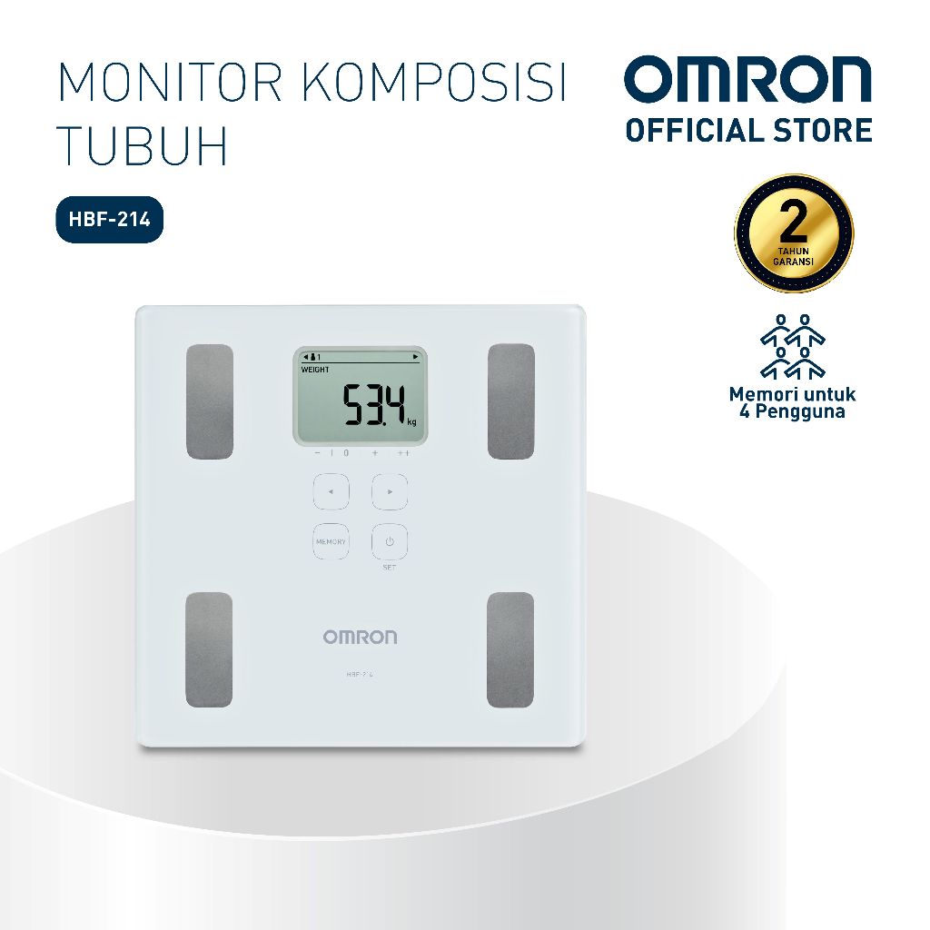 Omron Karada Scan HBF 214 Timbangan Digital Cek Kadar Lemak Tubuh Body Fat Analyzer Foto 2