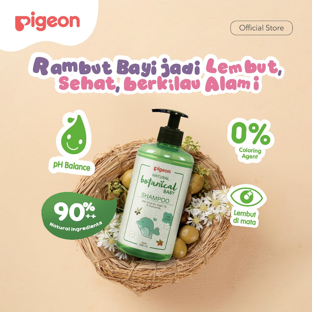 PIGEON Botanical Baby Shampoo 240ml dengan Olive Oil dan Chamomile untuk Kulit Sensitif Foto 5