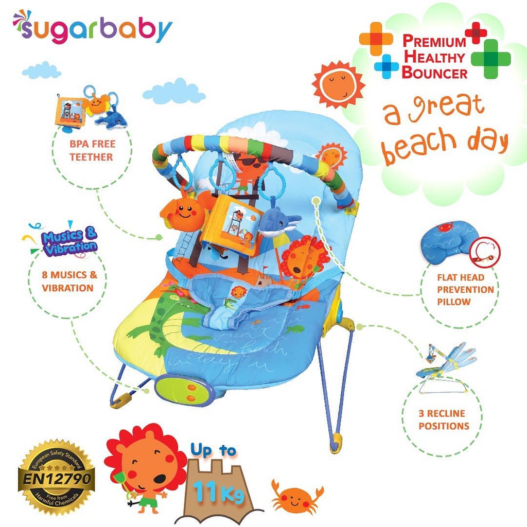 Baby Bouncer Sugar Baby Premium 3in1 dengan 8 Musik Getaran Bantal Anti Peyang BPA Foto 3