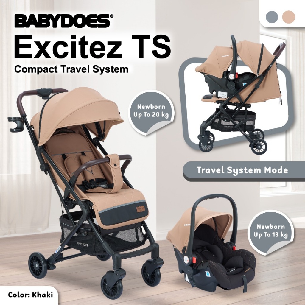 Stroller Bayi Babydoes Excites TS Travel System Dilipat Ringan dengan Infant Carrier Foto 8