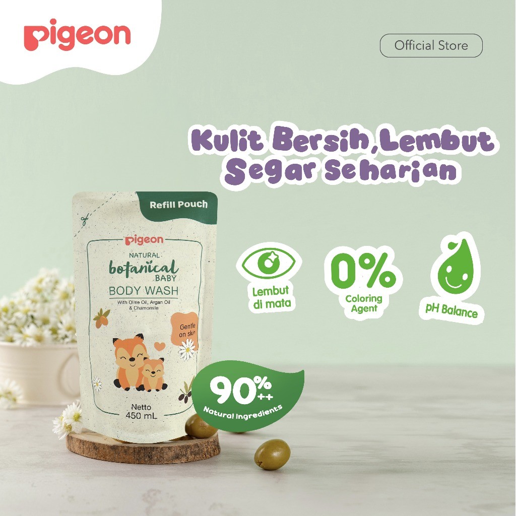 Pigeon Botanical Baby Body Wash Sabun Mandi Cair Bayi 450ml Hypoallergenic pH Balance Foto 4