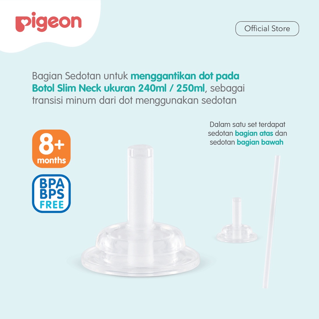 Pigeon Silicon Straw Top Sedotan Botol Bayi untuk Botol Slim Neck 240ml / 250ml Foto 2