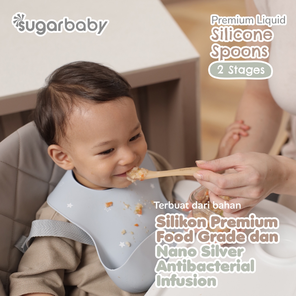 Sendok Belajar Makan Bayi SUGAR BABY Premium Liquid Spoon 2 Stages Silikon Food Grade Foto 3
