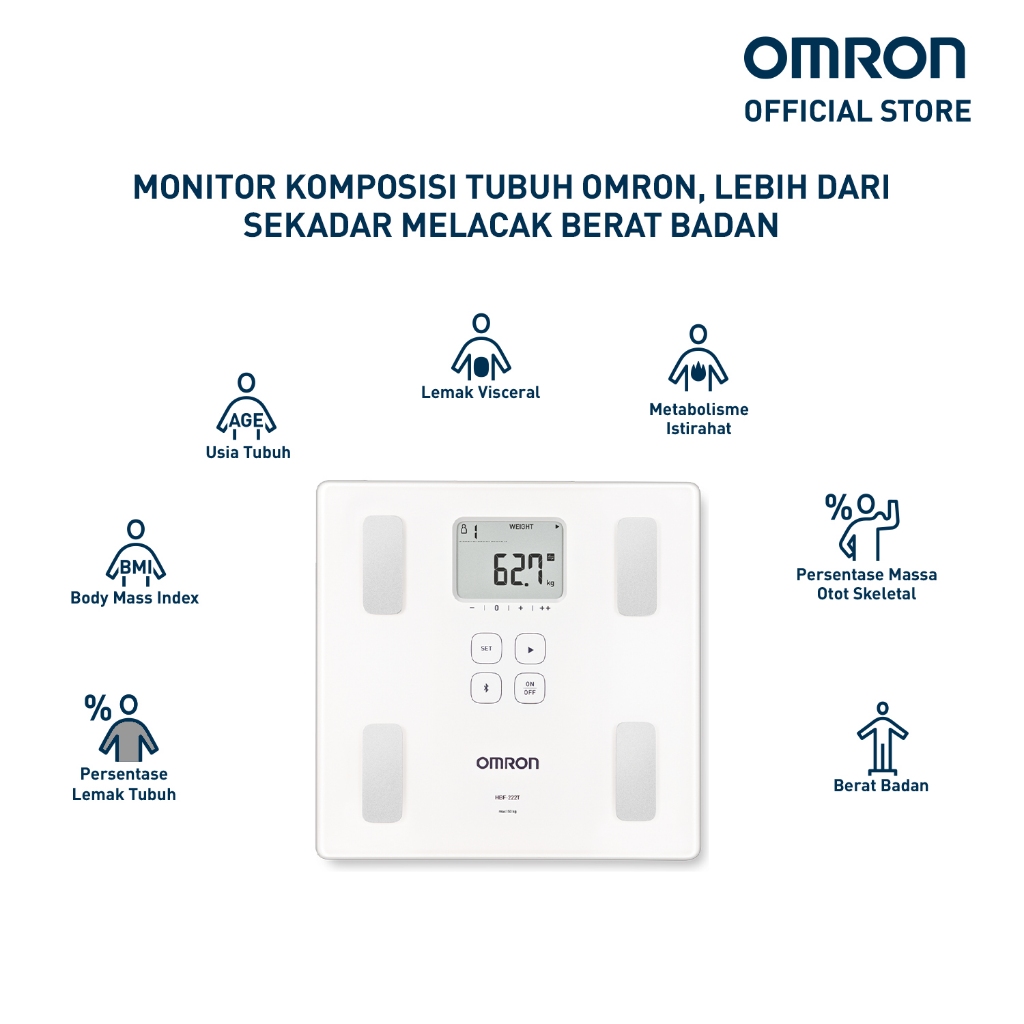Omron Body Composition Monitor HBF-222T Bluetooth Analisis Lemak Visceral & Usia Tubuh Foto 6
