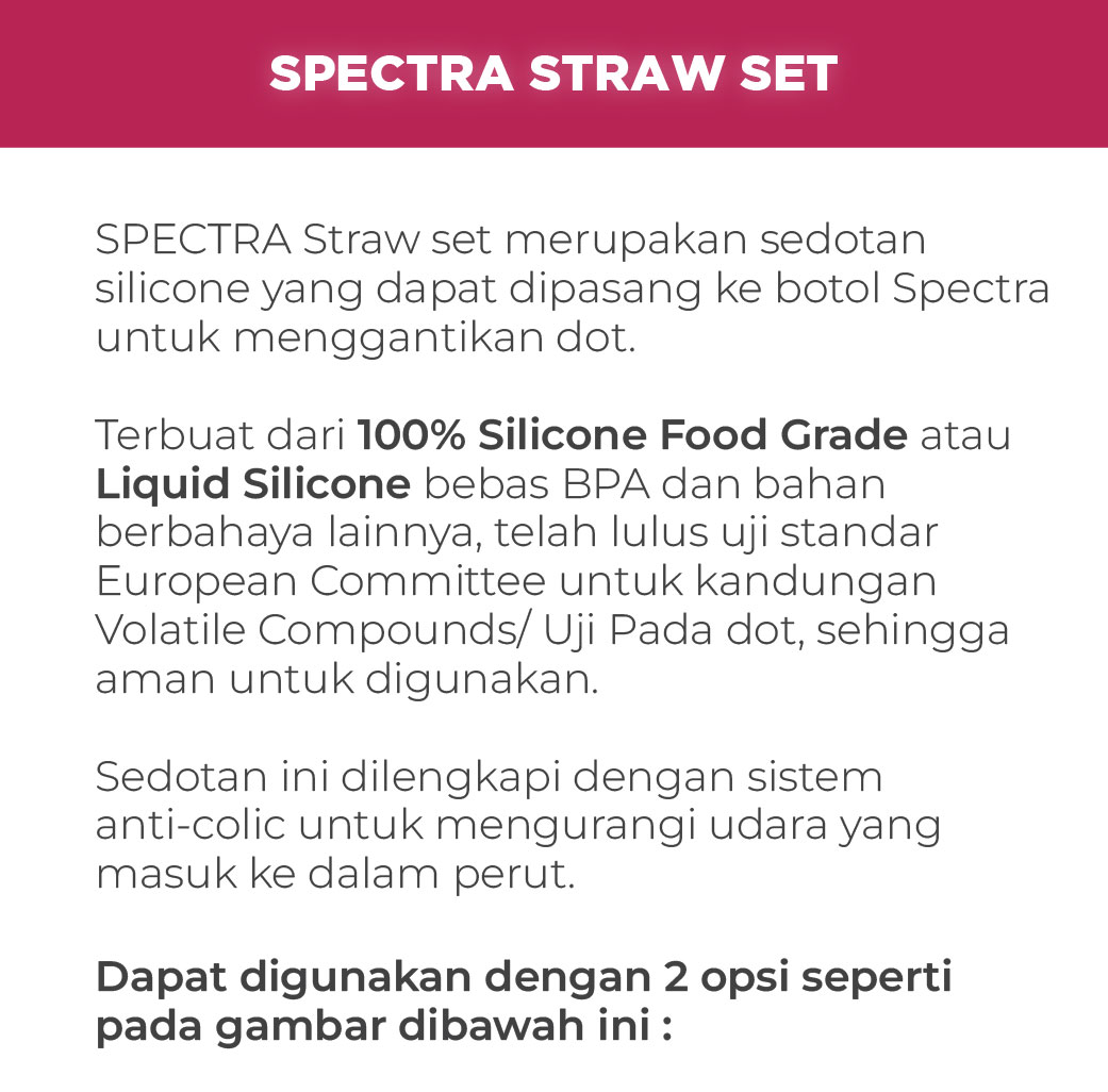 Sedotan Spectra Weighted Straw Set untuk Botol Susu Bayi 0-3 Bulan Foto 6