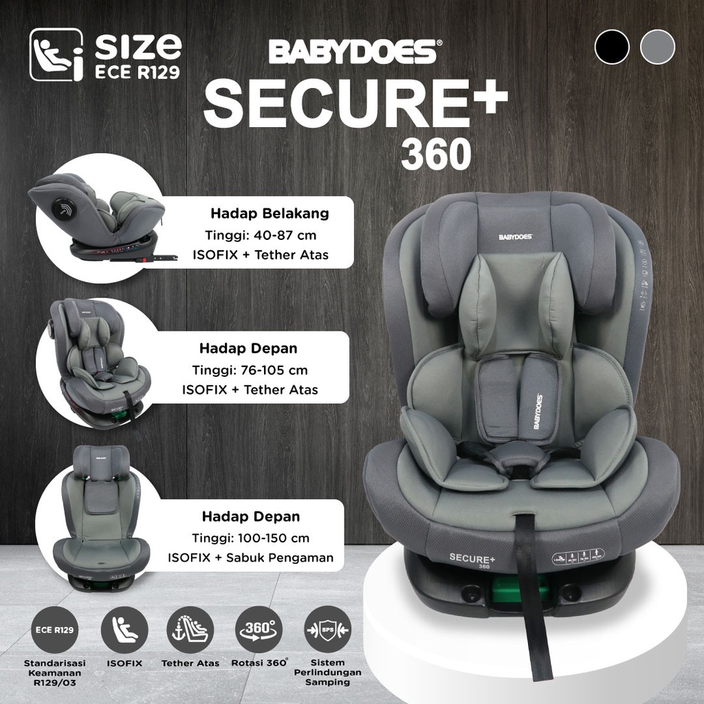 Car Seat Bayi Babydoes Secure+ 360 Isofix Tether Sistem Perlindungan Samping Foto 6