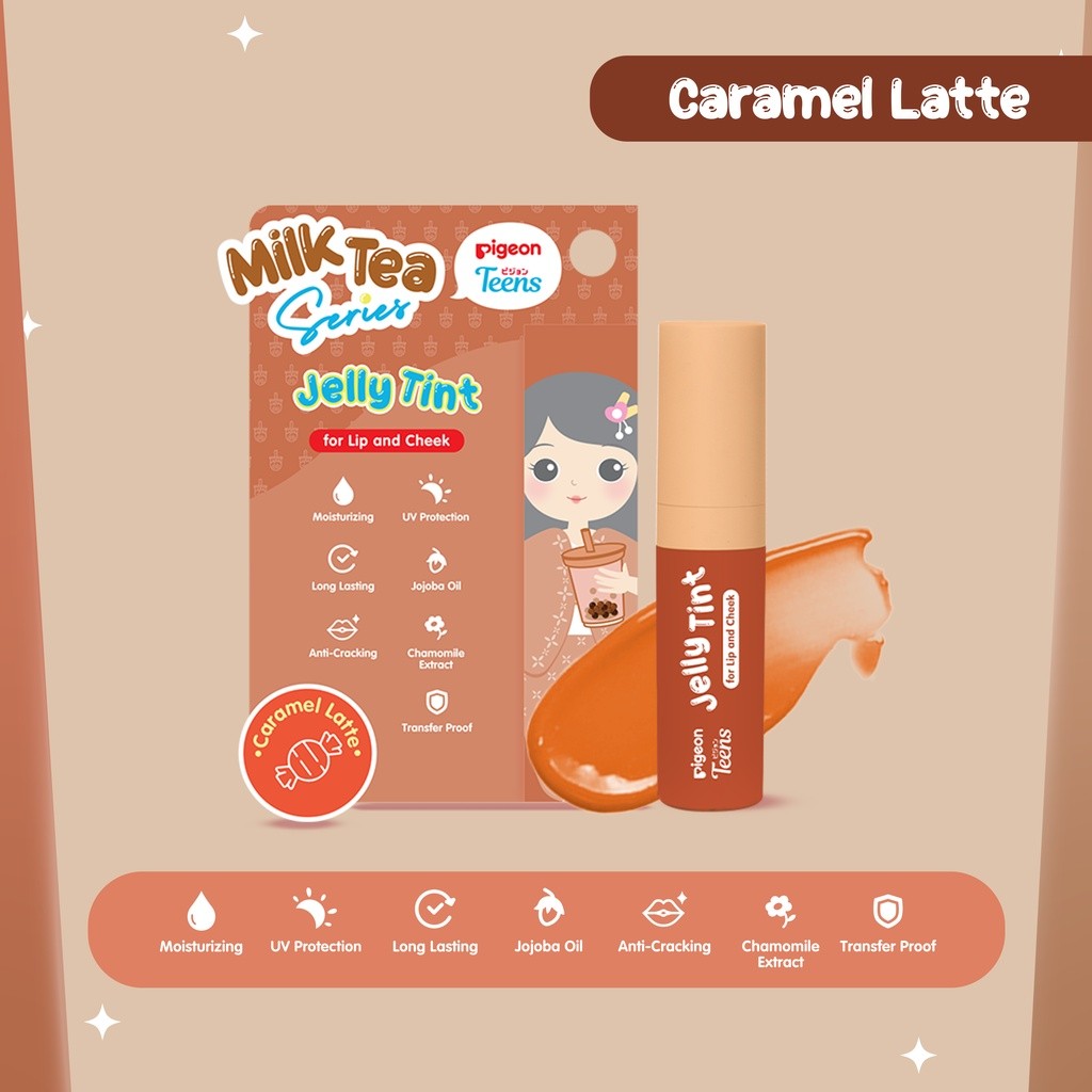 PIGEON TEENS Jelly Tint Milk Tea Series Lip Tint Transferproof Longlasting dengan UV Protection Foto 6