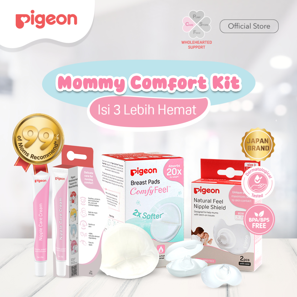 Pigeon Mommy Comfort Kit Bundle Breast Pad 12pcs Nipple Care Cream 20g Natural Feel