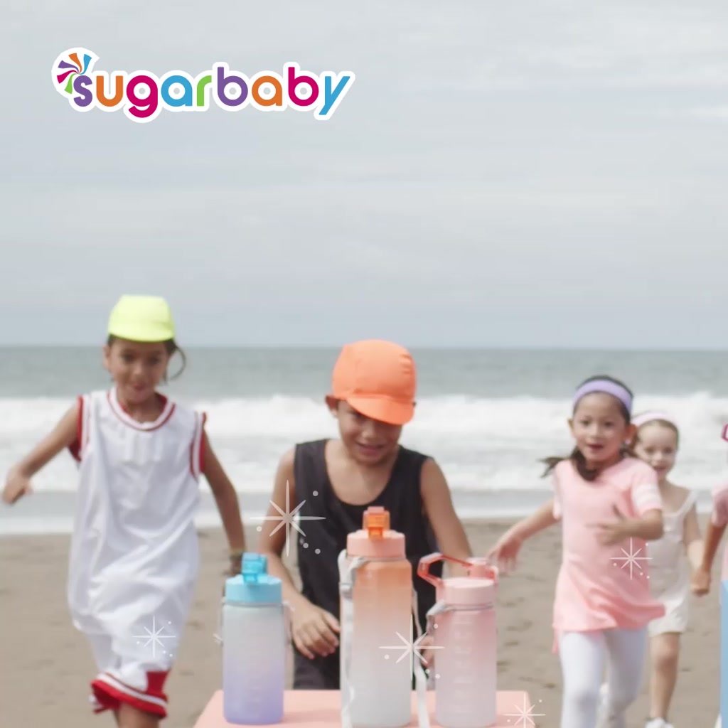 Botol Minum Sugarbaby Tritan Fit Bottle 2in1 Rainbow Anti Bocor dengan Sedotan dan Time