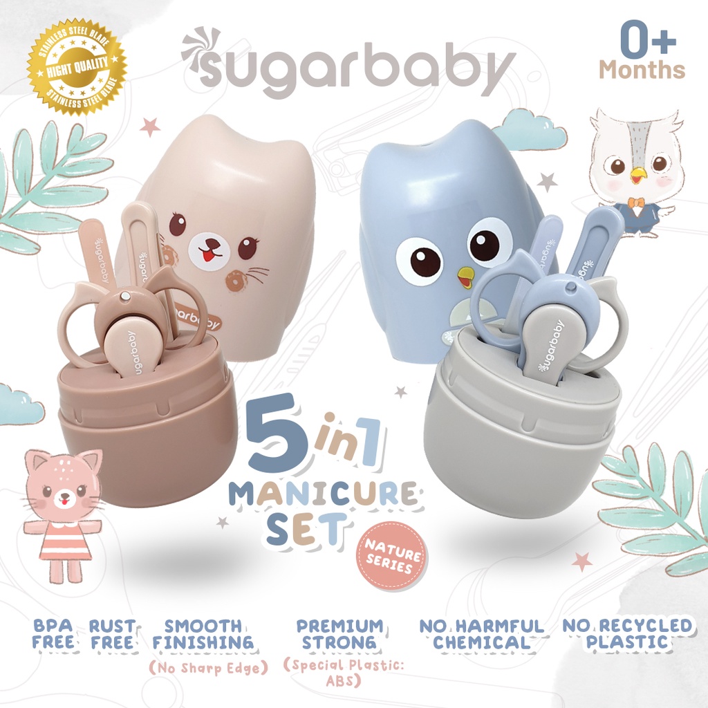 SUGAR BABY Manicure Set Nature Series 5in1 Alat Perawatan Kuku Bayi Stainless Steel Foto 2