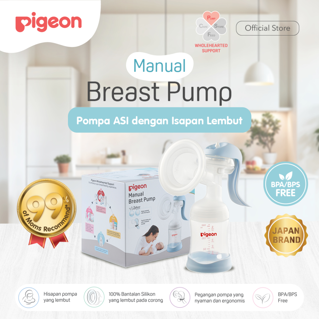 Pompa ASI Manual Pigeon BPA Free Dual Phase Stimulasi & Pemerahan