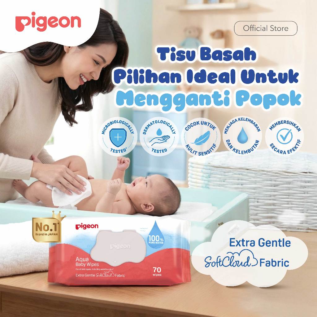 Pigeon Baby Wipes Pure Water Tisu Basah Bayi Lembut Fragrance Free 1 Pack