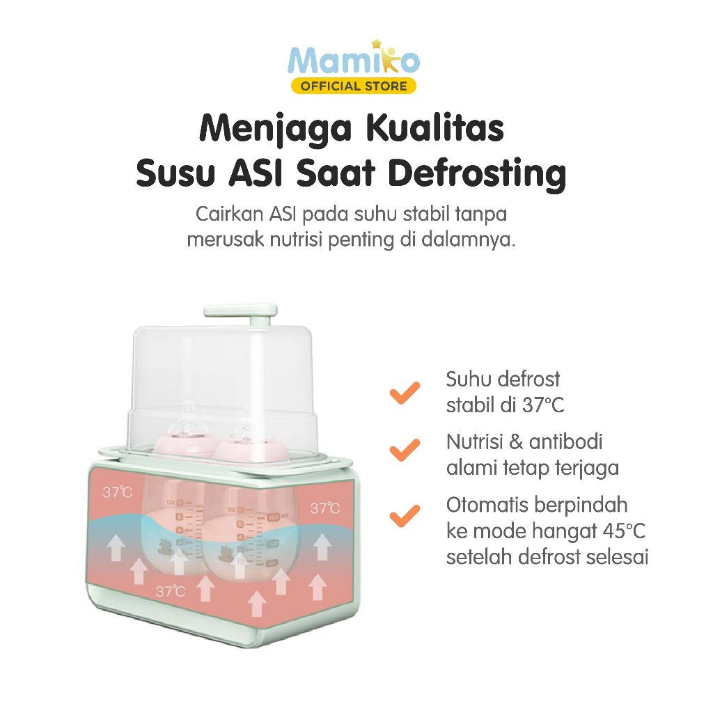 Mamiko Milk Warmer Multifungsi 6-in-1 Pemanas ASI & Sterilisasi Uap Double Bottle Foto 3