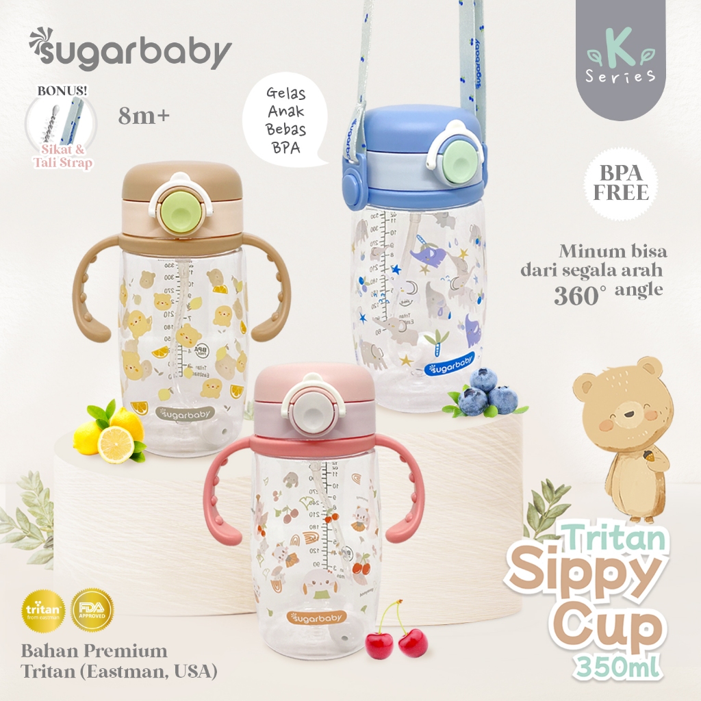 Sugar Baby Tritan Sippy Cup K Series 350ml Botol Minum Bayi Anti Tumpah dengan Foto 2