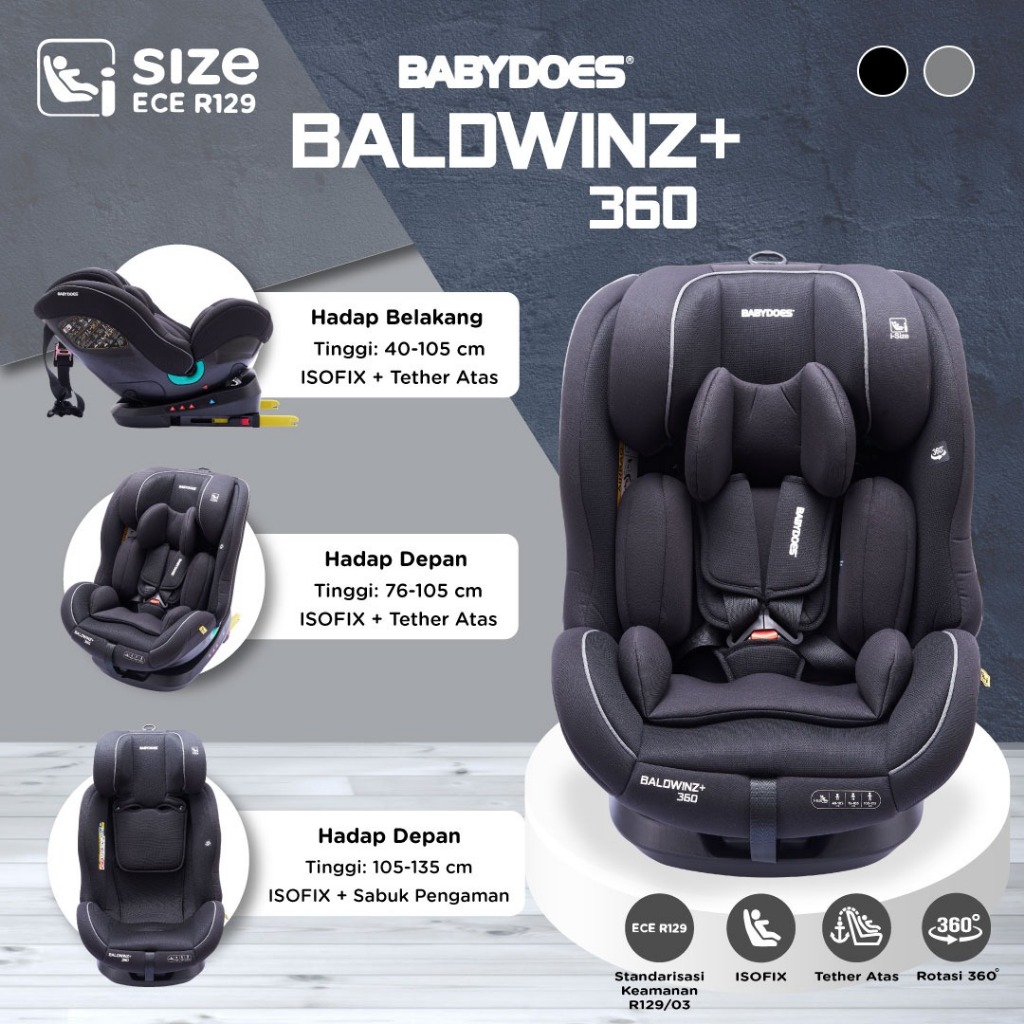 Babydoes Car Seat Baldwinz+ 360 Isofix Tether Kursi Mobil Anak Newborn Foto 6