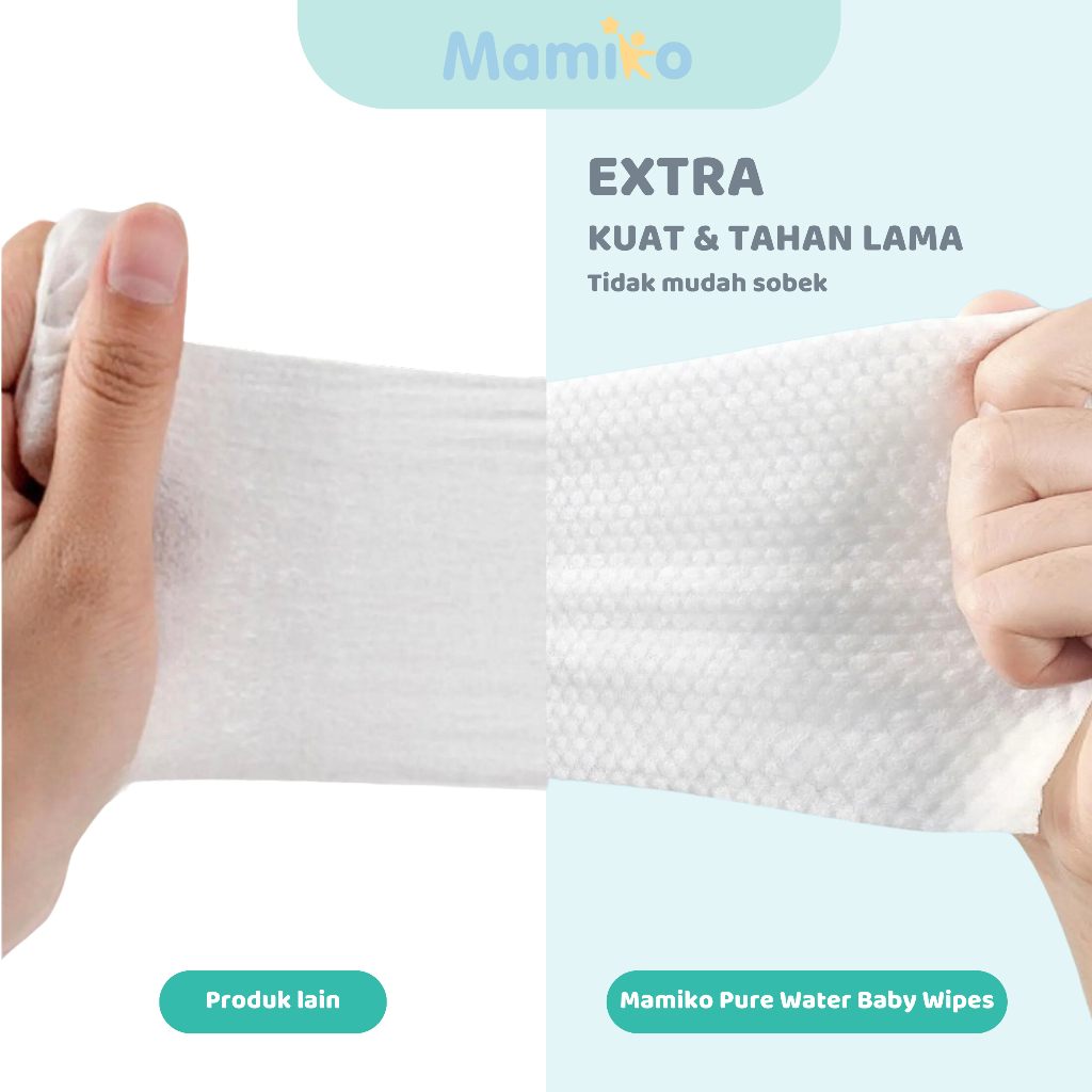 Tisu Basah Bayi Mamiko Pure Water 50s Bebas Alkohol & Parfum 2 Pack Foto 3