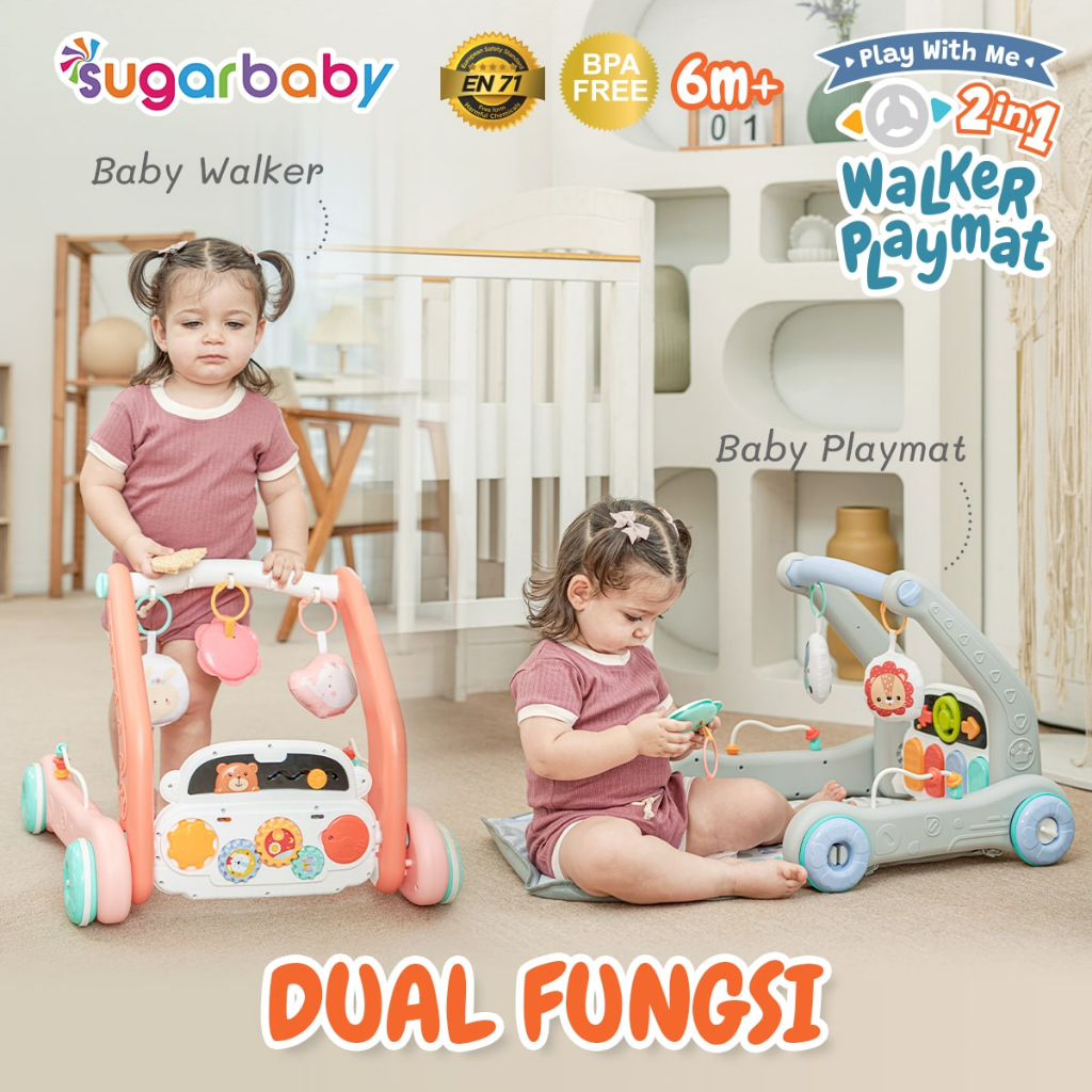 SUGAR BABY Play With Me 2in1 Baby Walker & Playmat Push Walker Piano Detachable Foto 2