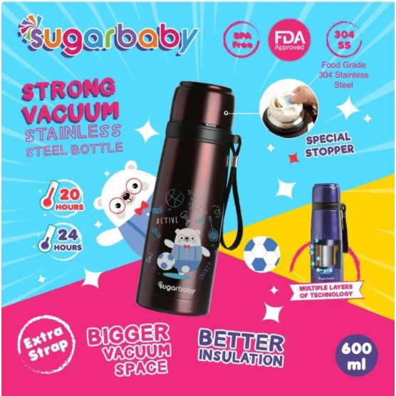 Sugar Baby STRONG Vacuum Bottle Stainless Steel 304 600 ml Insulasi 24 Jam Foto 5