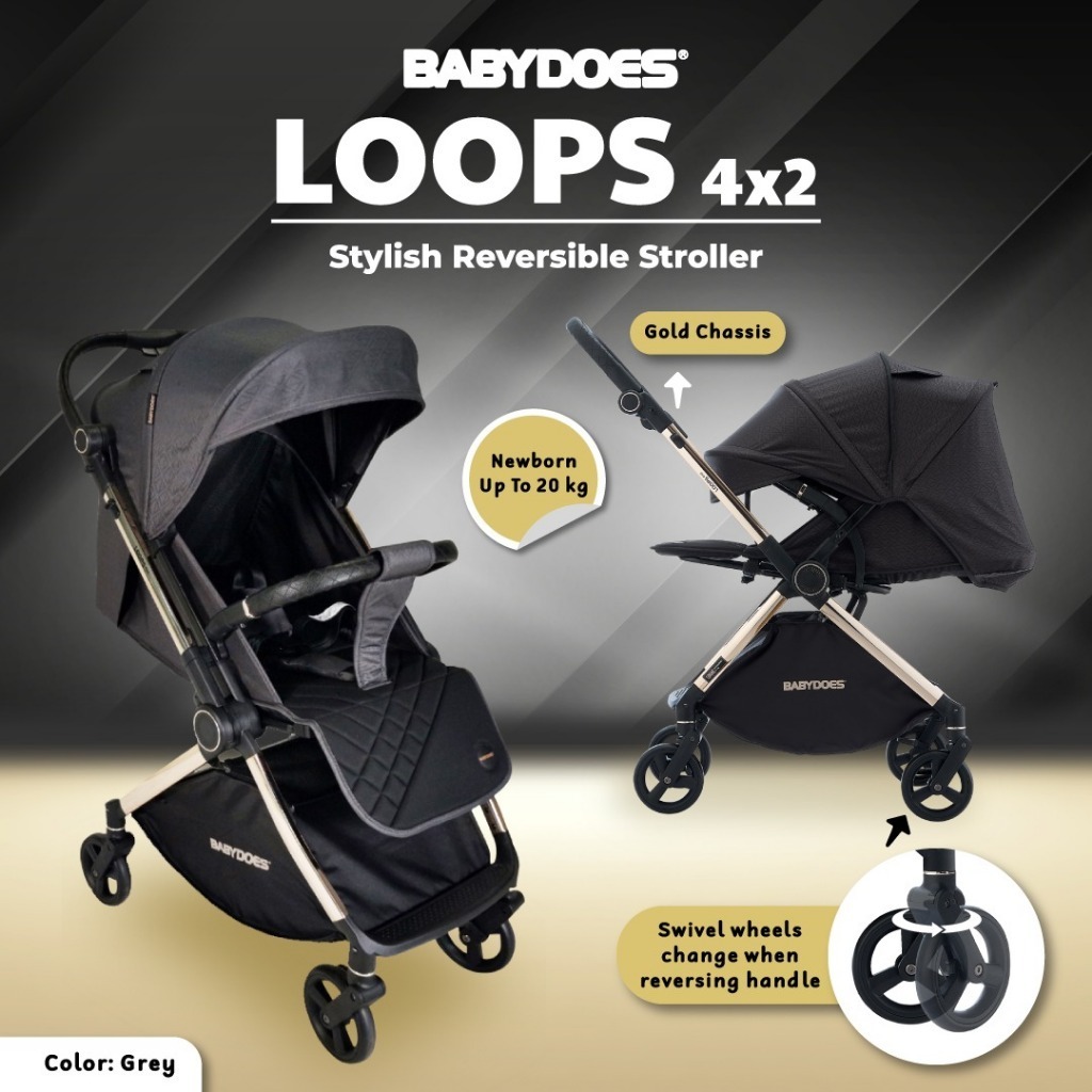 Babydoes Loops 4x2 Stroller Bayi Reversible Handle 2 Arah Suspensi Semua Roda Foto 6